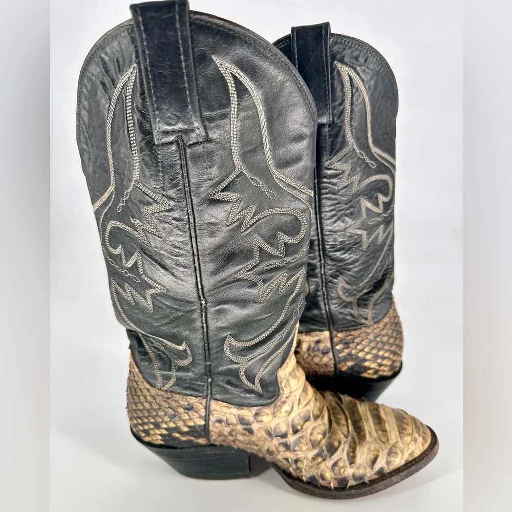 Snakeskin Cowboy Leather Boots Women's 7-7.5US Vintage - Picture 8 of 10